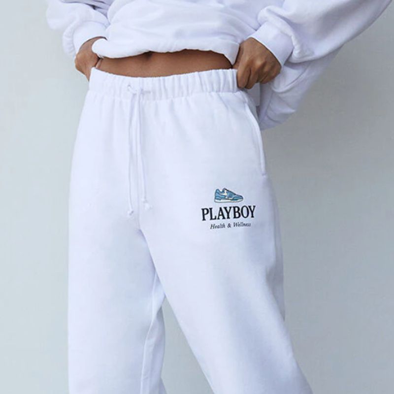 Playboy Oversized Sweats Women's Pants White | 913427CLU