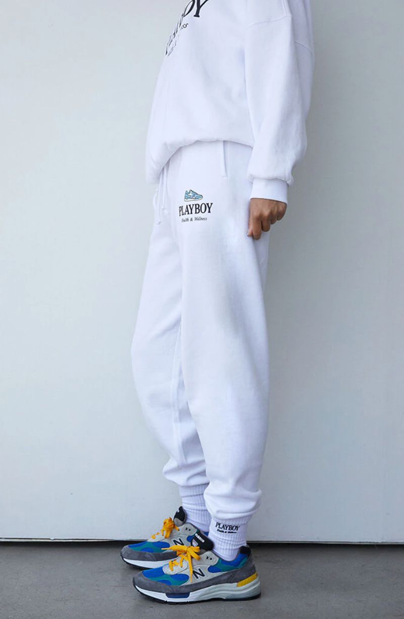 Playboy Oversized Sweats Women's Pants White | 913427CLU