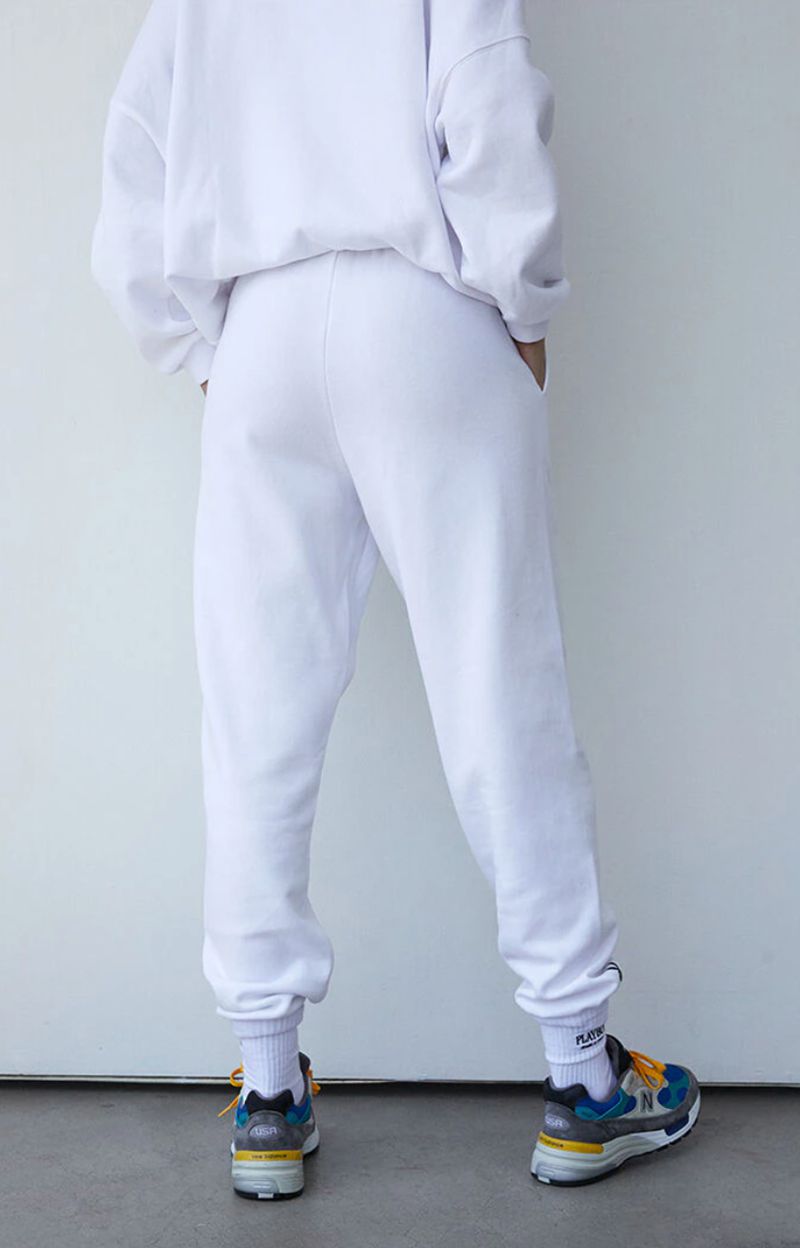 Playboy Oversized Sweats Women's Pants White | 913427CLU