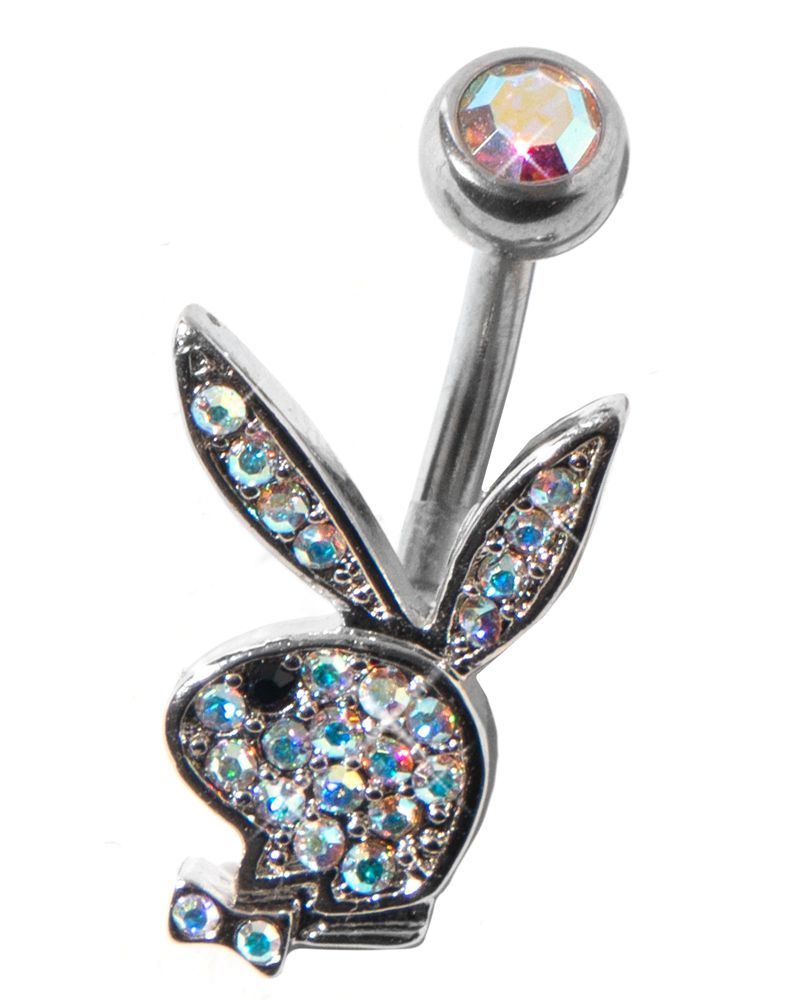 Playboy Pave Rabbit Head Belly Ring Women's Jewelry Silver | 705483MJK