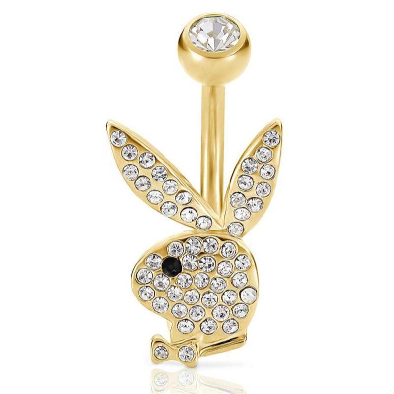 Playboy Pave Rabbit Head Belly Ring Women's Jewelry Silver | 705483MJK