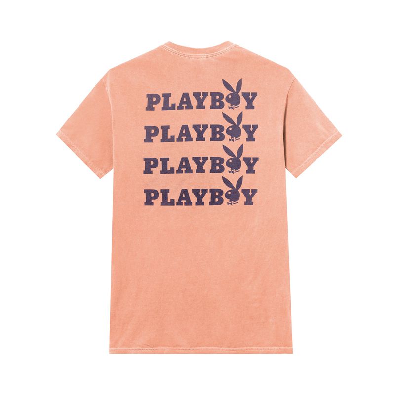 Playboy Peach Graphic Men's Shirts Pink / Purple | 241597KOL