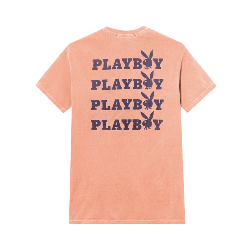 Playboy Peach Graphic Men\'s Shirts Pink / Purple | 241597KOL