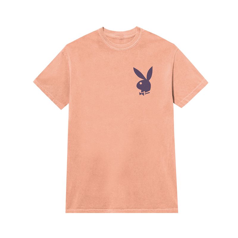 Playboy Peach Graphic Women's T Shirts Purple / Orange | 637540NEP