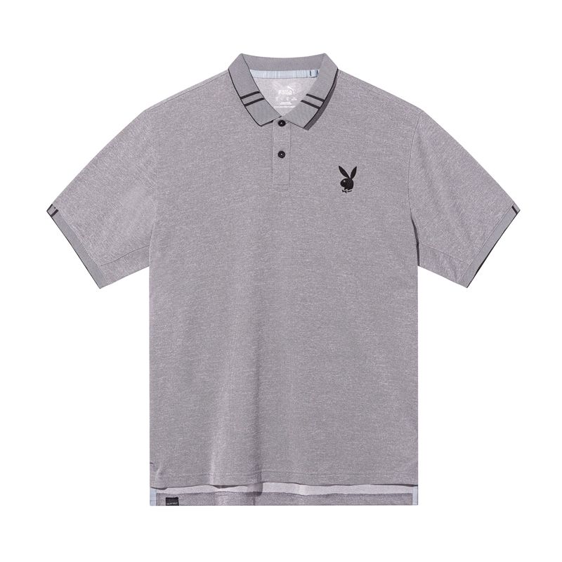 Playboy Puma Golf Pique Tipped Performance Polo Men's Shirts Grey | 751048QOI