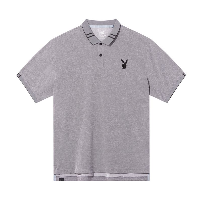 Playboy Puma Golf Pique Tipped Performance Polo Men\'s Shirts Grey | 751048QOI