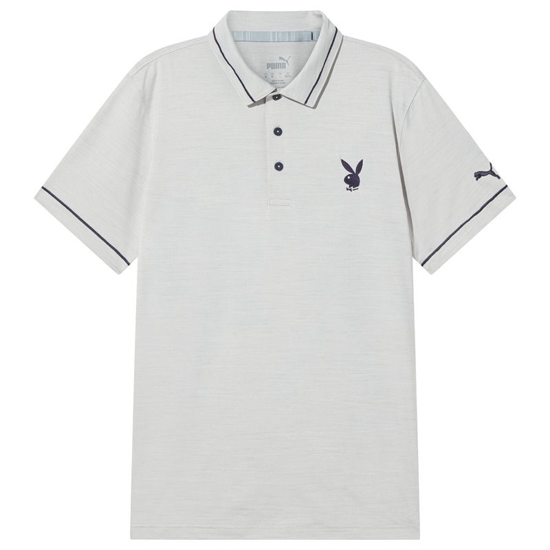 Playboy Puma Golf Tipped Performance Polo Men's Shirts Grey | 301497RQD