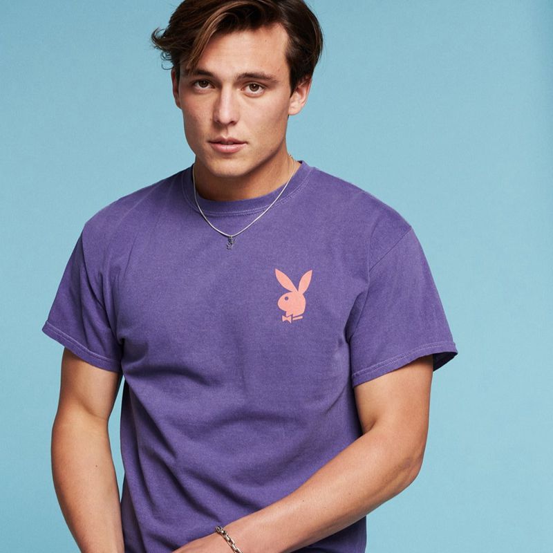 Playboy Purple Graphic Men's Shirts Purple | 758436VPK