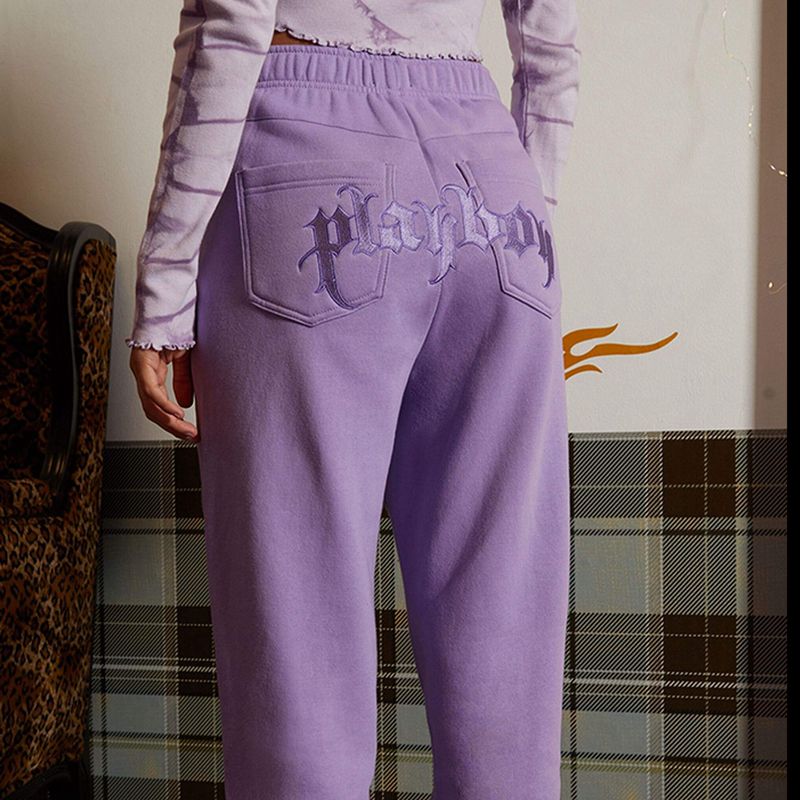 Playboy Purple Masthead Sweat Women's Pants Purple | 176824GFA