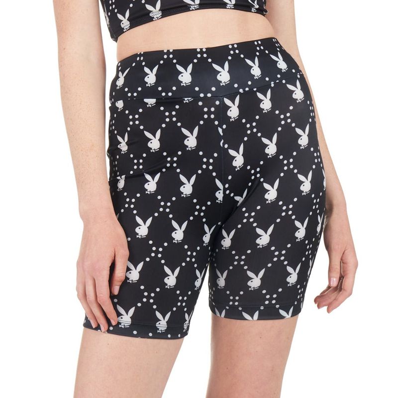 Playboy Rabbit Head Biking Women\'s Shorts Black | 035619XML