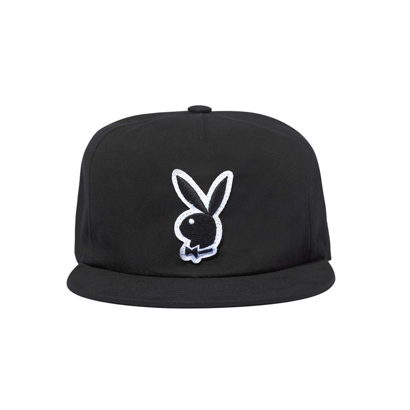 Playboy Rabbit Head Boucle Patch Field Men's Hats Black | 126380MNJ