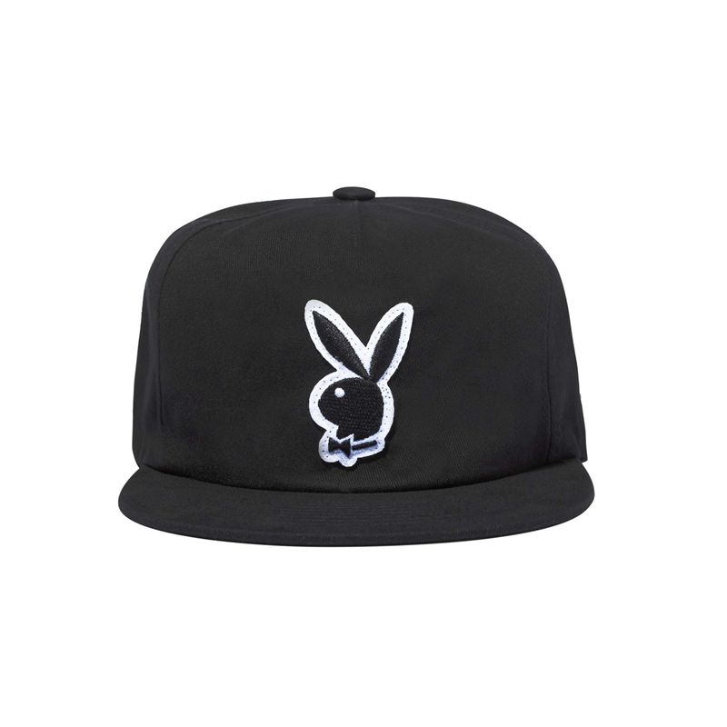 Playboy Rabbit Head Boucle Patch Field Men\'s Hats Black | 126380MNJ