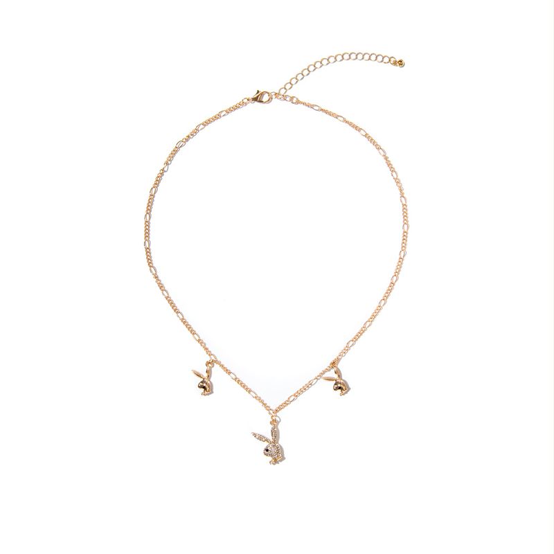 Playboy Rabbit Head Dangle Necklace Women's Jewelry Gold | 970234HEB