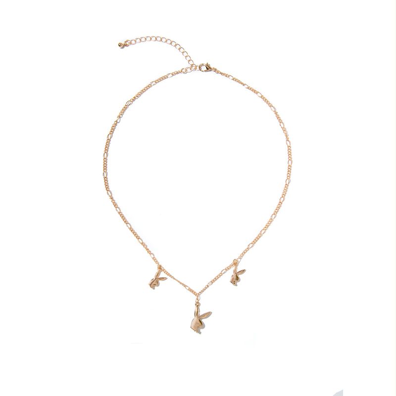 Playboy Rabbit Head Dangle Necklace Women's Jewelry Gold | 970234HEB