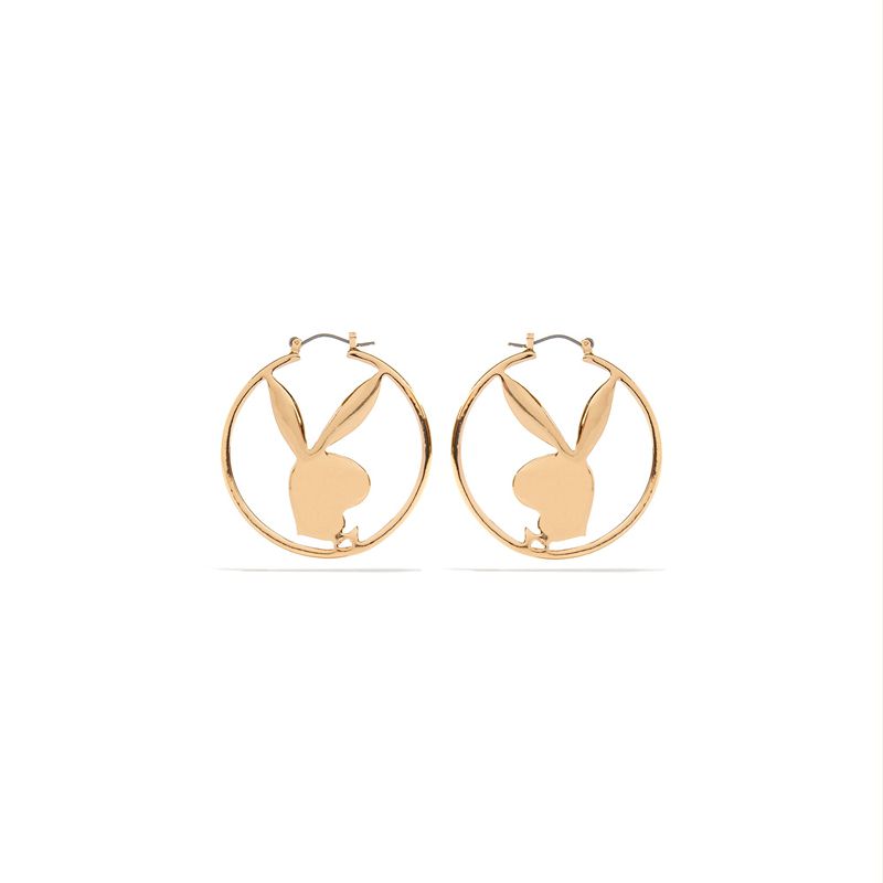 Playboy Rabbit Head Hoop Earrings Women's Jewelry Silver | 653274QIZ