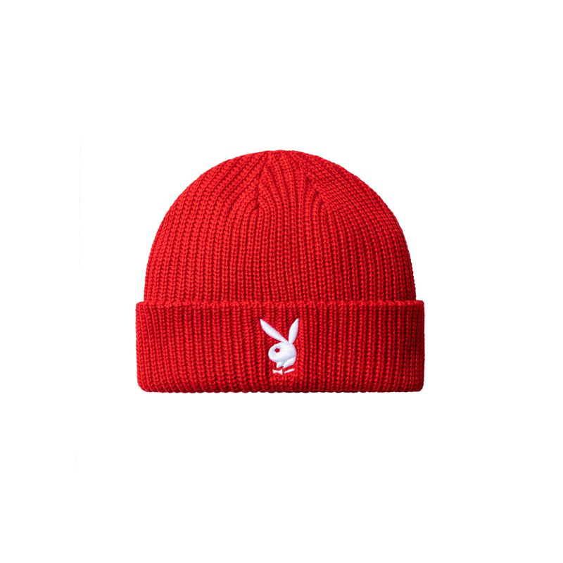 Playboy Rabbit Head Knit Beanie Men's Hats Red | 903612EFC