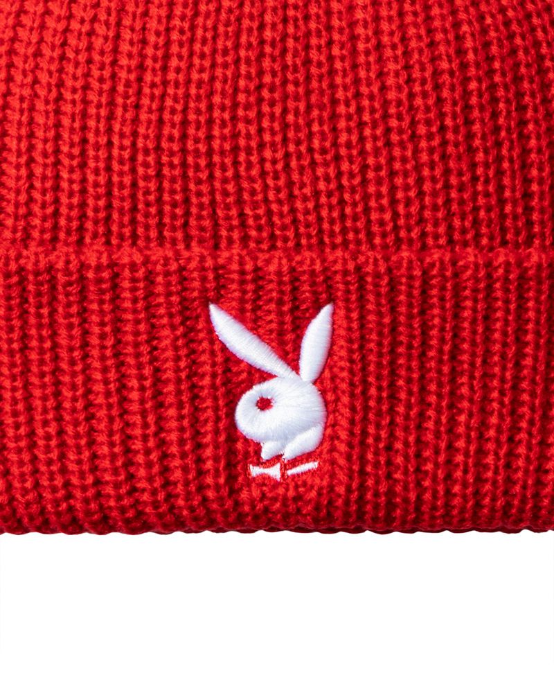 Playboy Rabbit Head Knit Beanie Men's Hats Red | 903612EFC