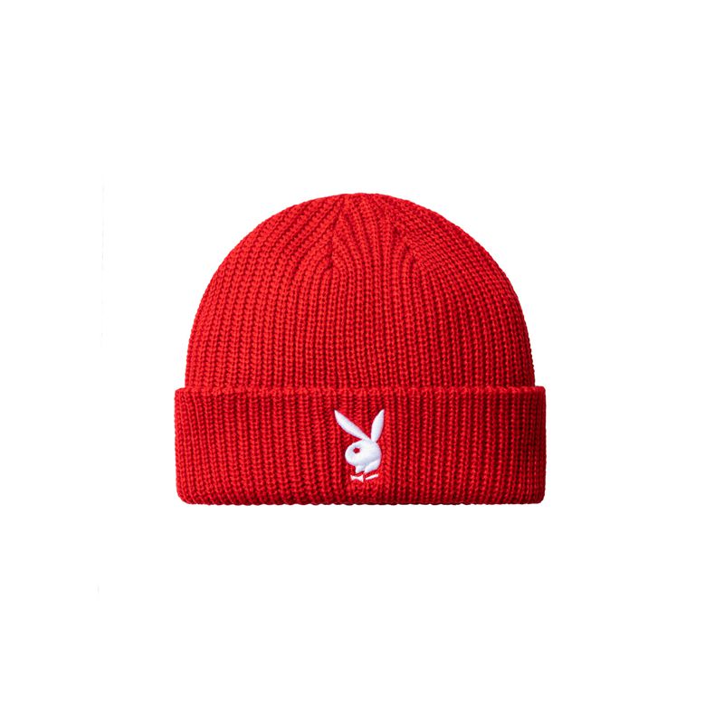 Playboy Rabbit Head Knit Beanie Men\'s Hats Red | 903612EFC