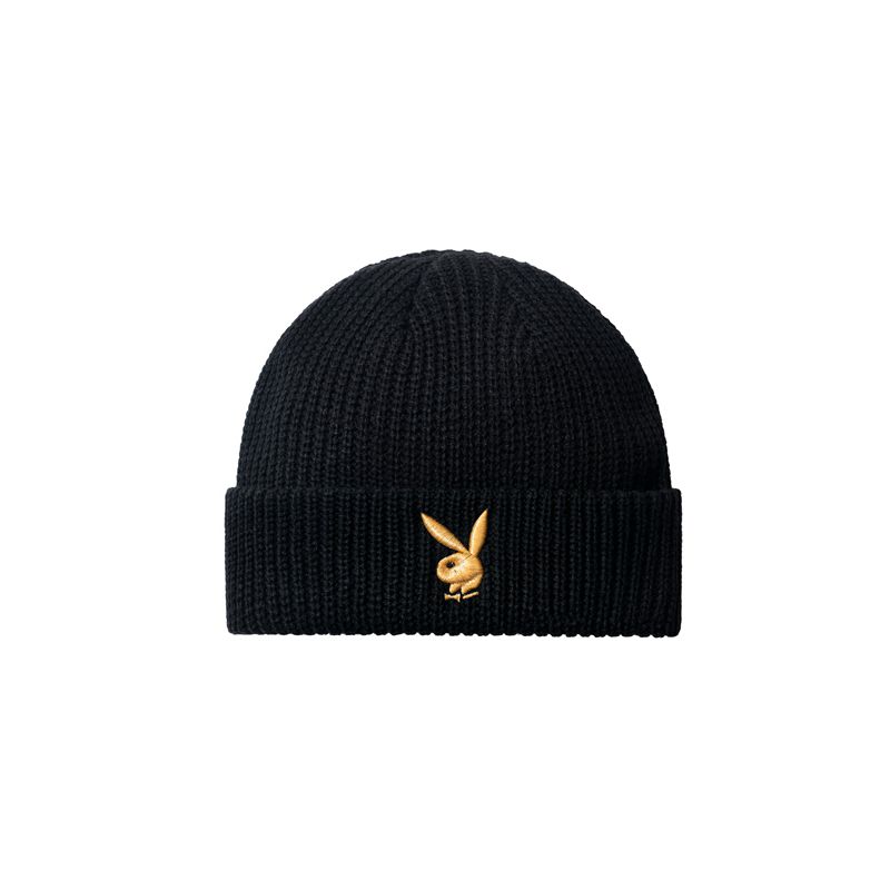 Playboy Rabbit Head Knit Beanie Women's Hats Black White | 719342FOL