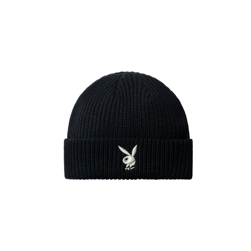 Playboy Rabbit Head Knit Beanie Women's Hats Black White | 719342FOL