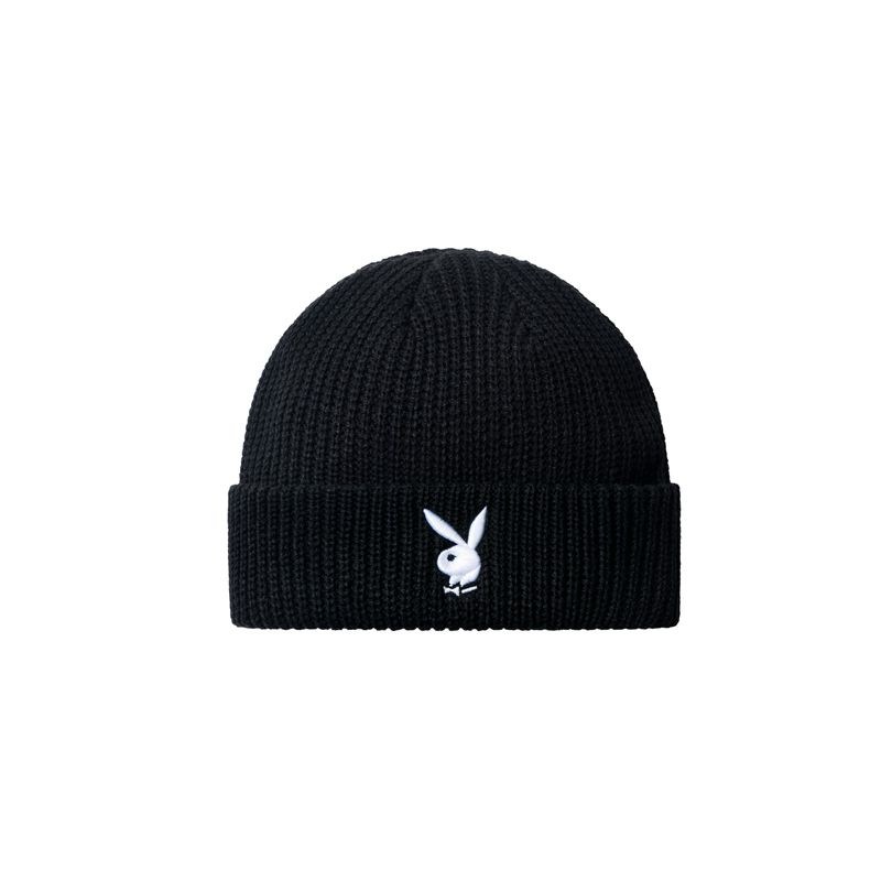 Playboy Rabbit Head Knit Beanie Women\'s Hats Black White | 719342FOL