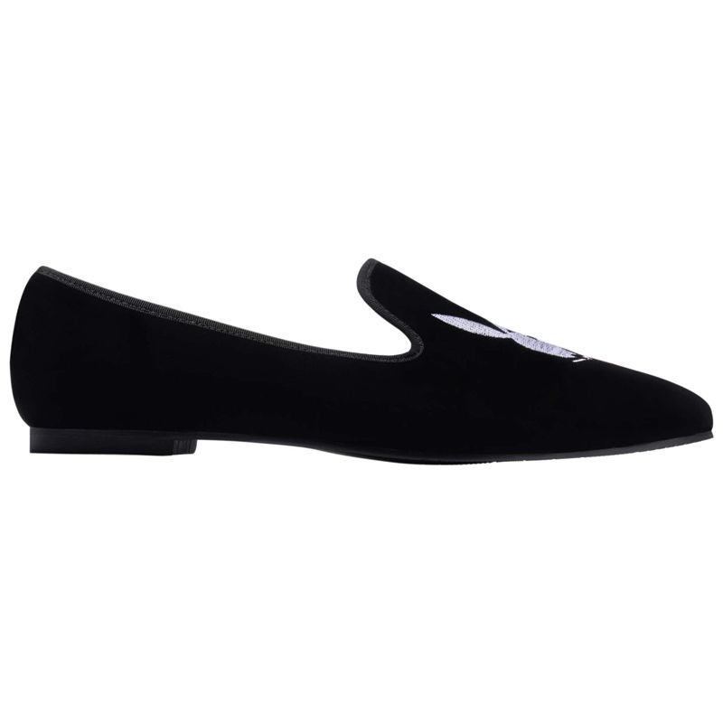 Playboy Rabbit Head Loafers Men's Shoes Black / White | 713628JLW