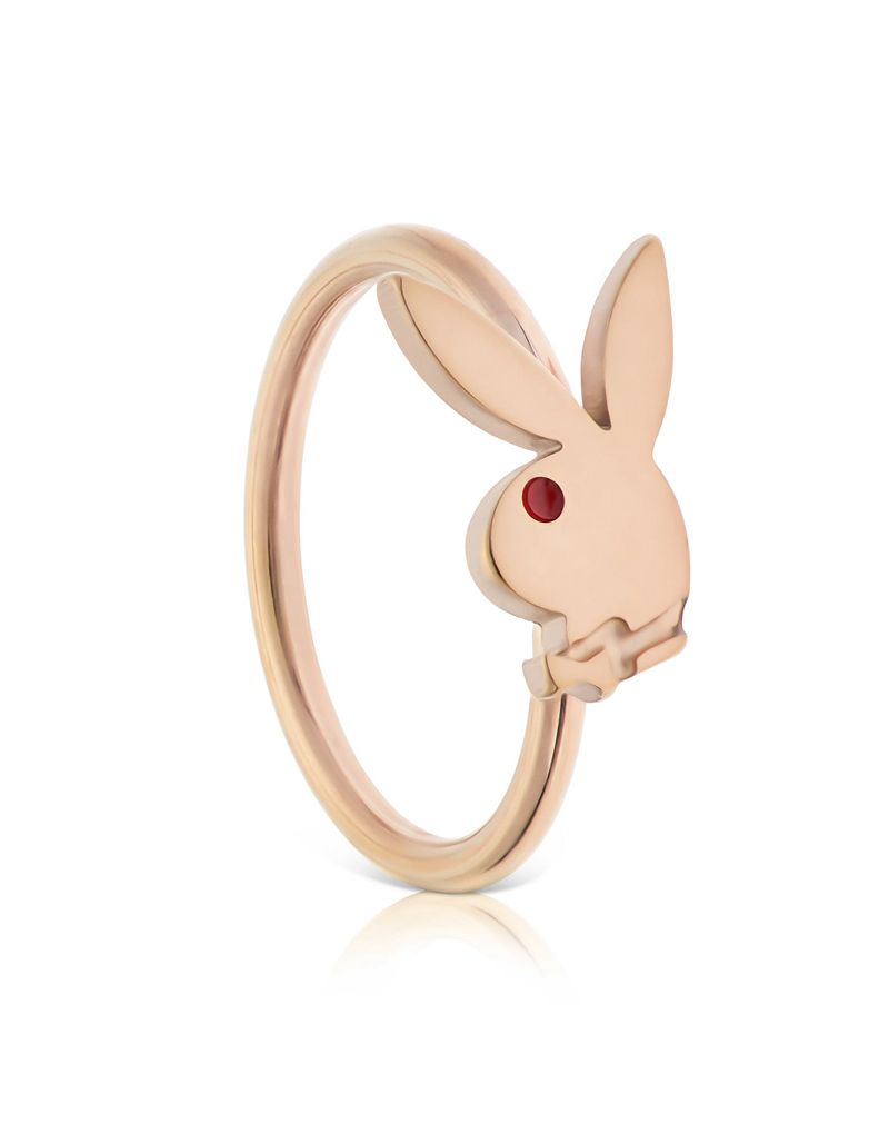 Playboy Rabbit Head Nose Ring Men's Jewelry Gold | 687352INL