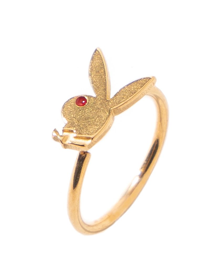 Playboy Rabbit Head Nose Ring Men's Jewelry Gold | 687352INL