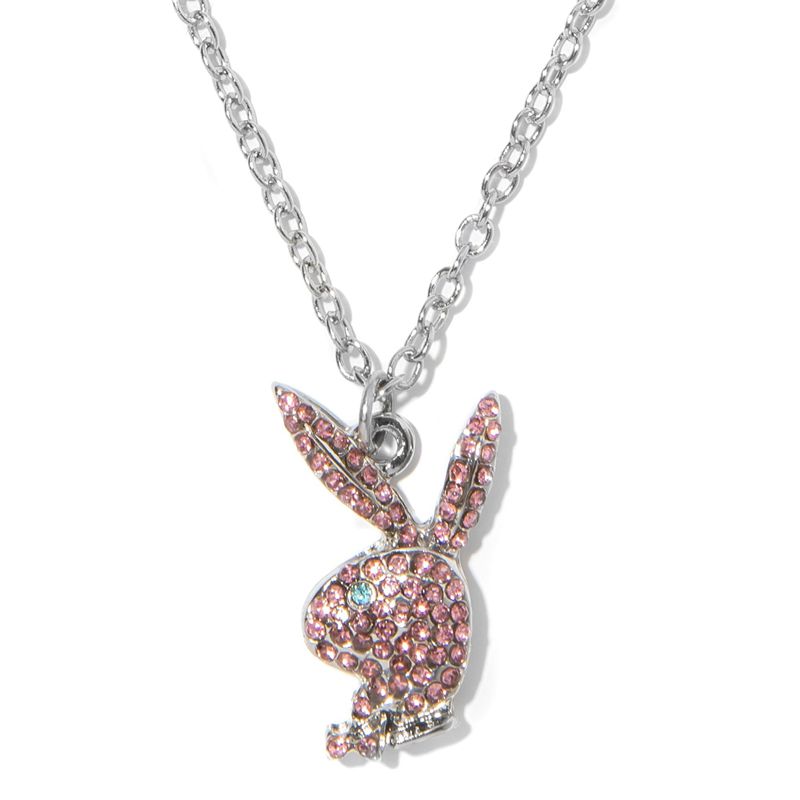 Playboy Rabbit Head Pave Necklace Women's Jewelry Silver | 950387KJB