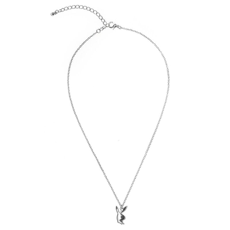 Playboy Rabbit Head Pave Necklace Women's Jewelry Silver | 950387KJB