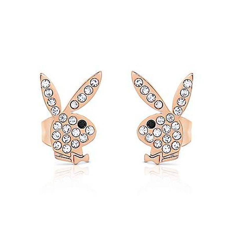 Playboy Rabbit Head Pave Stud Earrings Women's Jewelry Gold | 437280UPK