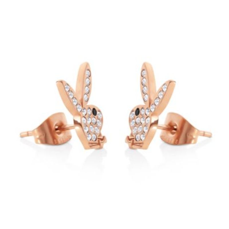 Playboy Rabbit Head Pave Stud Earrings Women's Jewelry Gold | 437280UPK