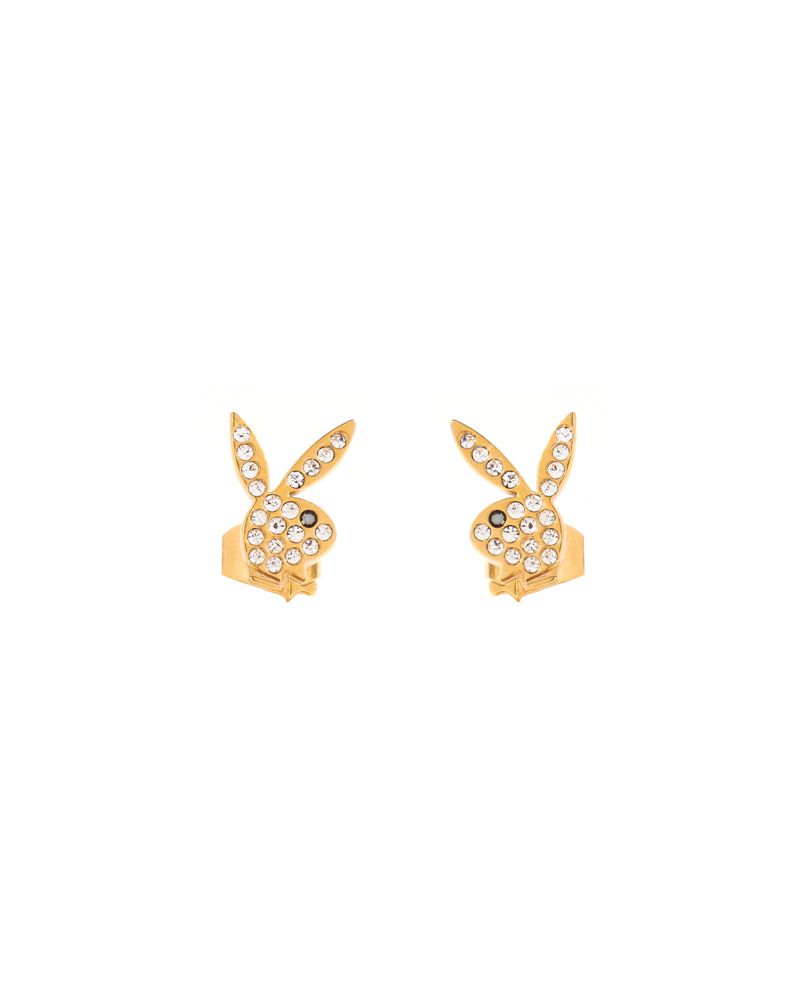 Playboy Rabbit Head Pave Stud Earrings Women\'s Jewelry Gold | 437280UPK