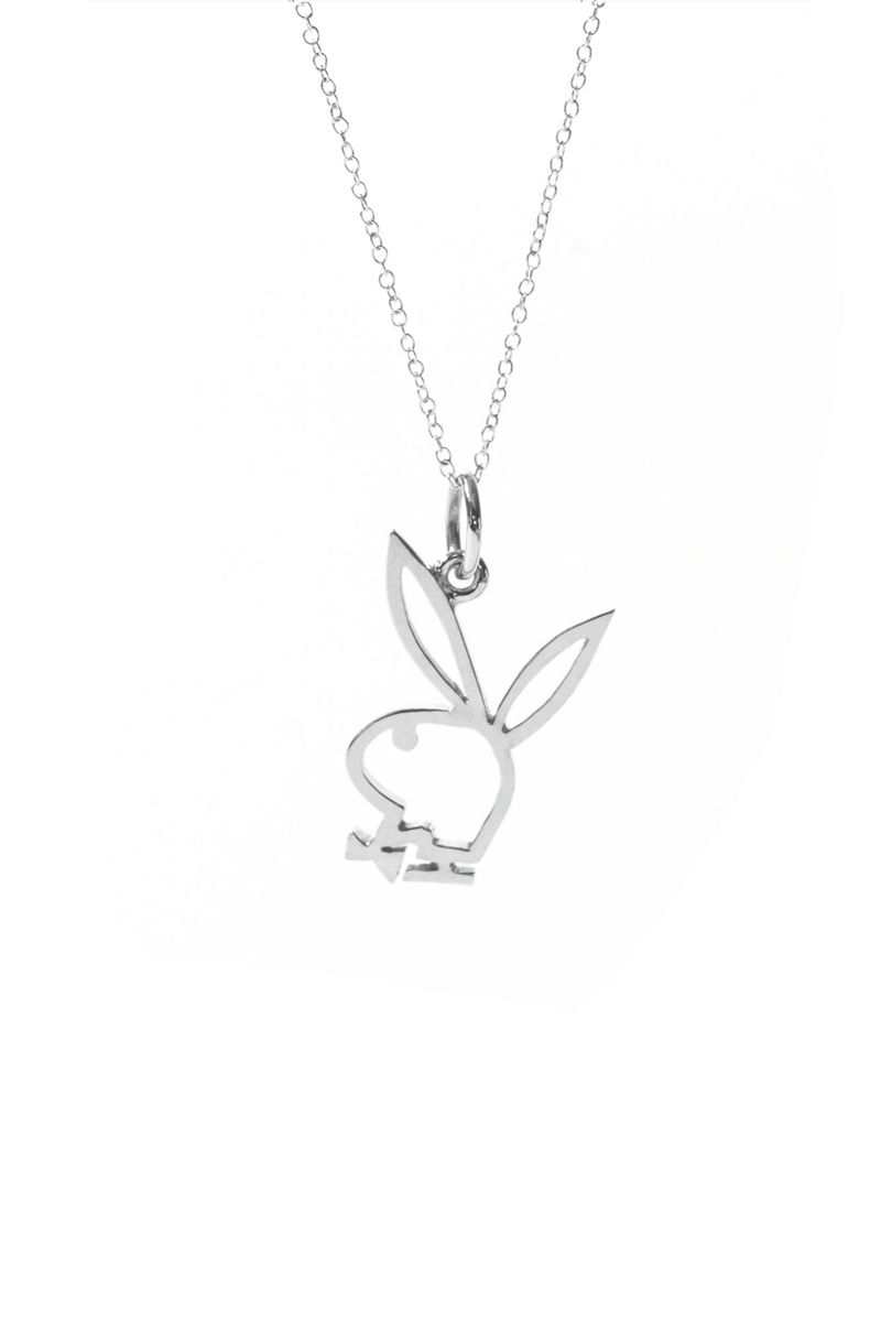 Playboy Rabbit Head Playmate Necklace Women's Jewelry Silver | 871306VYJ