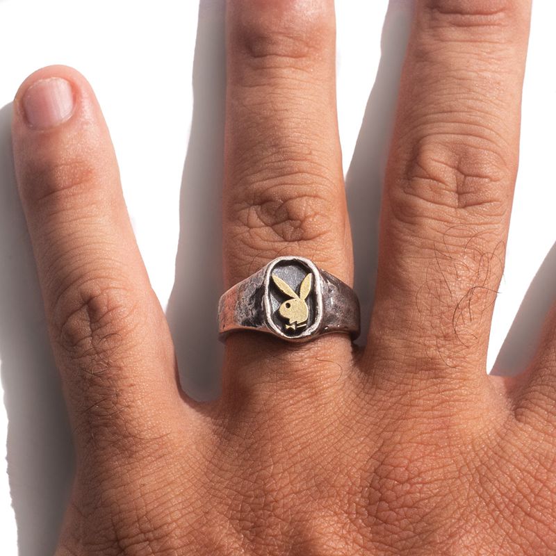 Playboy Rabbit Head Signet Ring Men's Jewelry Mixed metal | 763952CJT