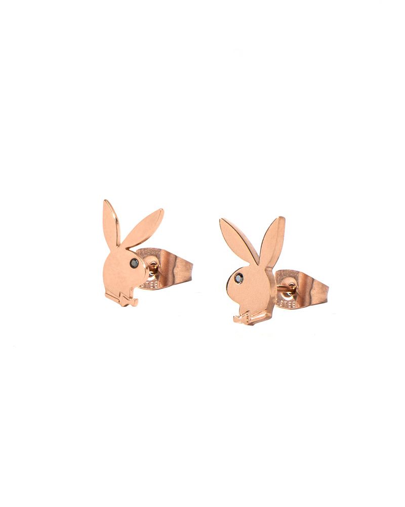 Playboy Rabbit Head Stud Earrings Men's Jewelry Silver | 248053PUL