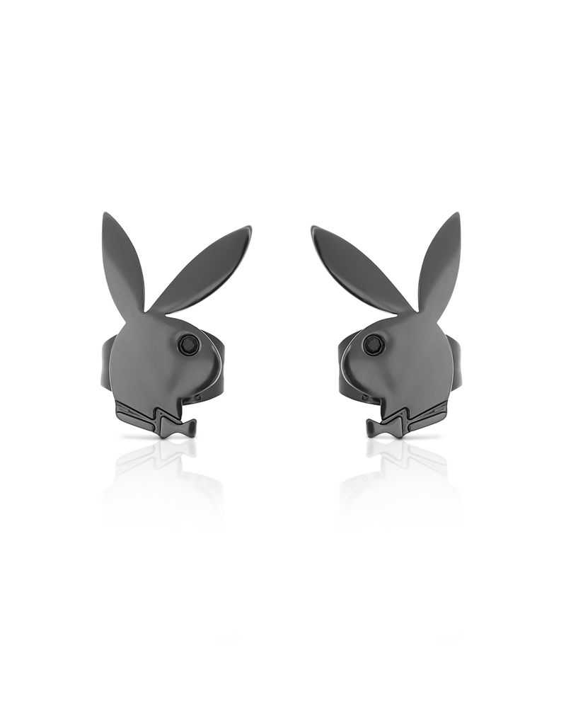 Playboy Rabbit Head Stud Earrings Women\'s Jewelry Black | 629045NLM