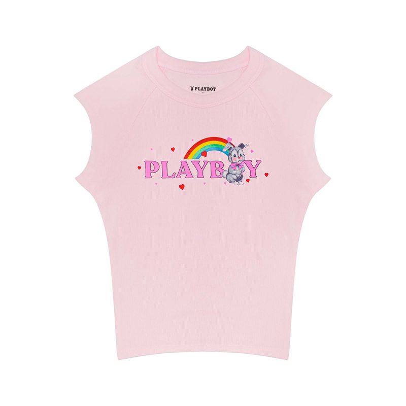 Playboy Rainbow Bunny Raglan Women's Loungewear Pink | 856473SFM