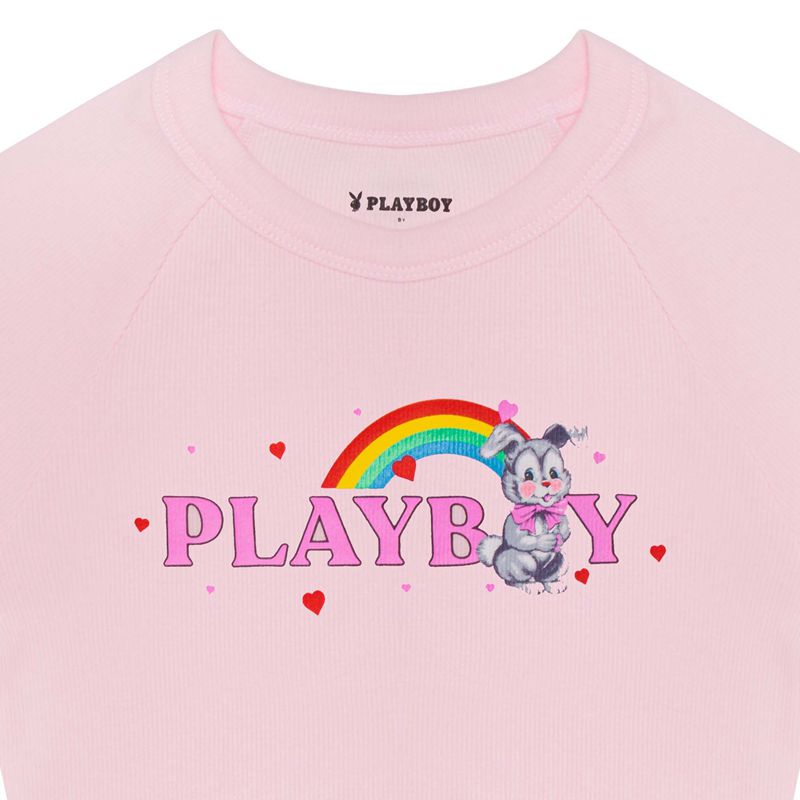 Playboy Rainbow Bunny Raglan Women's Loungewear Pink | 856473SFM