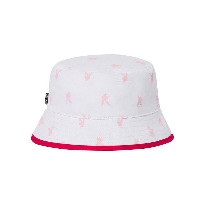 Playboy Rainbow Lining Rabbit Head Bucket Men's Hats White / Pink | 541630ZHL