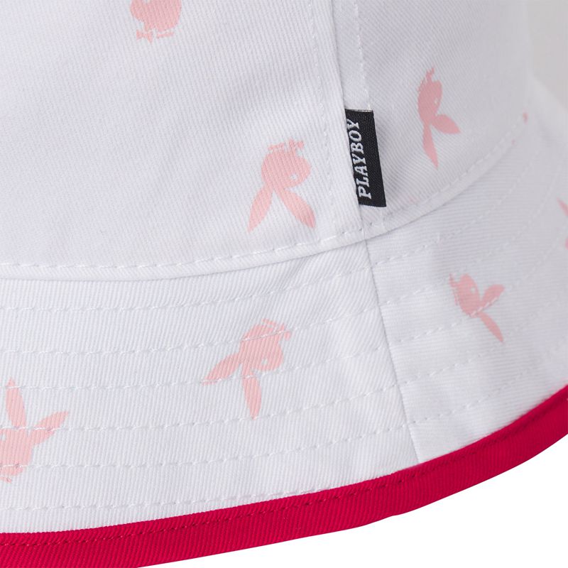 Playboy Rainbow Lining Rabbit Head Bucket Men's Hats White / Pink | 541630ZHL