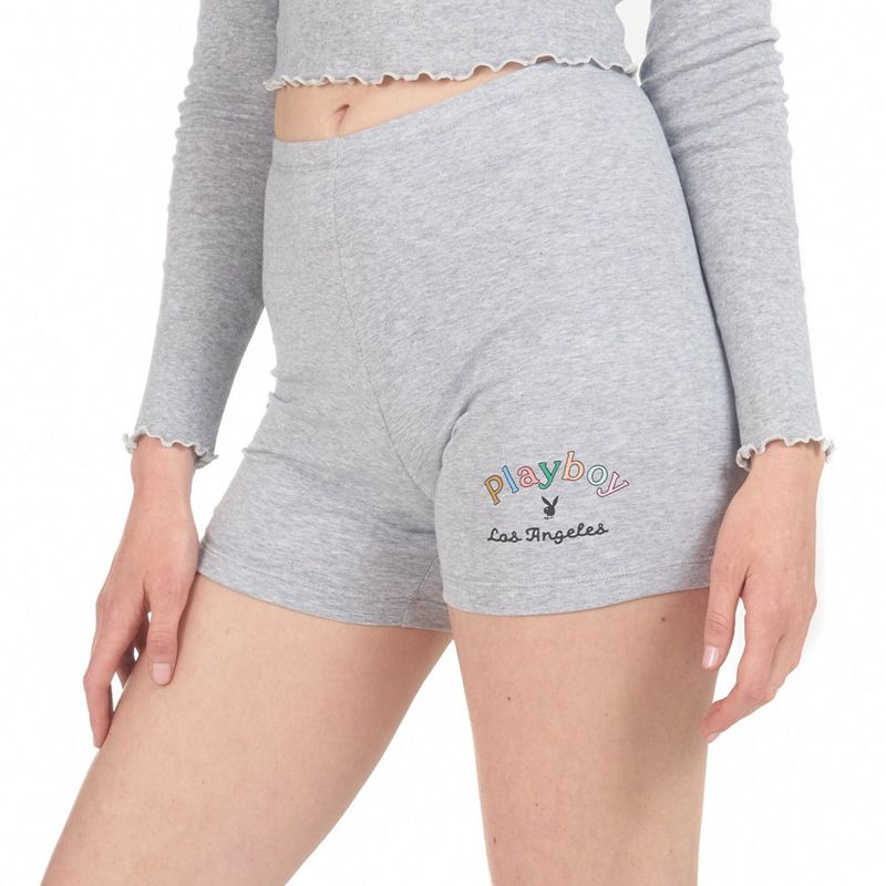 Playboy Rainbow Masthead Bike Women's Shorts Grey | 539802CDH