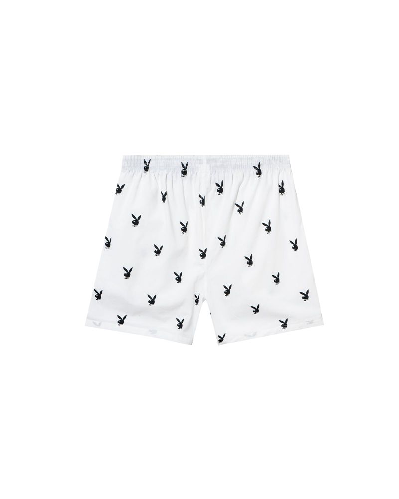 Playboy Repeating Rabbit Head Lounge Men's Shorts Blue | 259746HIZ