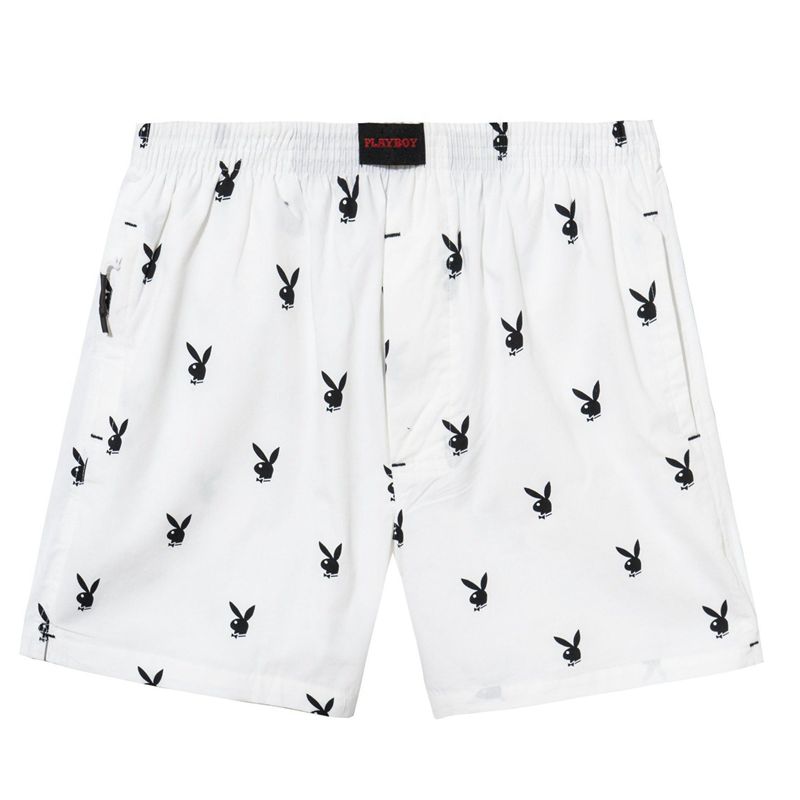 Playboy Repeating Rabbit Head Lounge Men's Shorts Blue | 259746HIZ