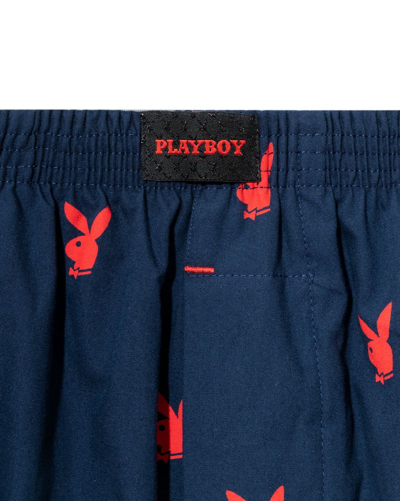 Playboy Repeating Rabbit Head Lounge Men's Shorts Blue | 259746HIZ