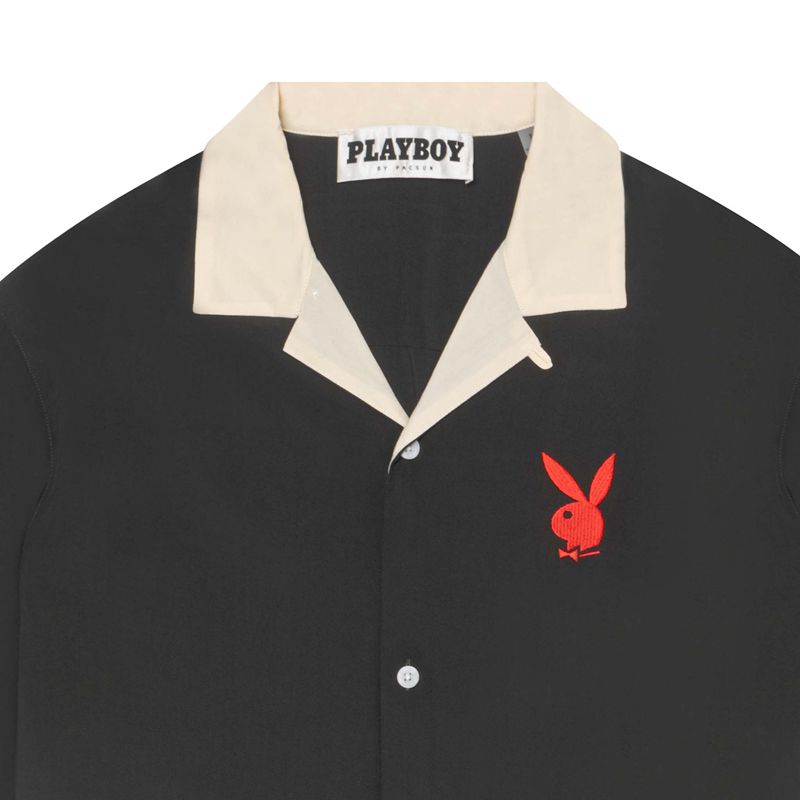 Playboy Retreat Men's Shirts Black | 487205LSN