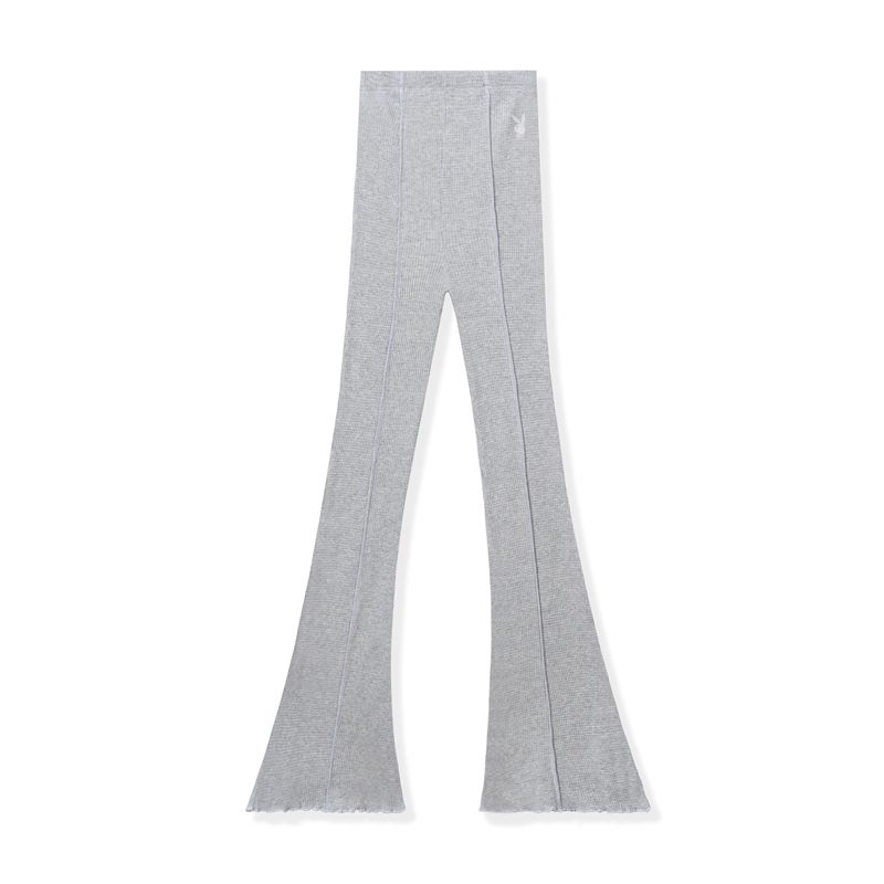 Playboy Ribbed Flare S Women's Pants Dark Grey Black | 128564JGE