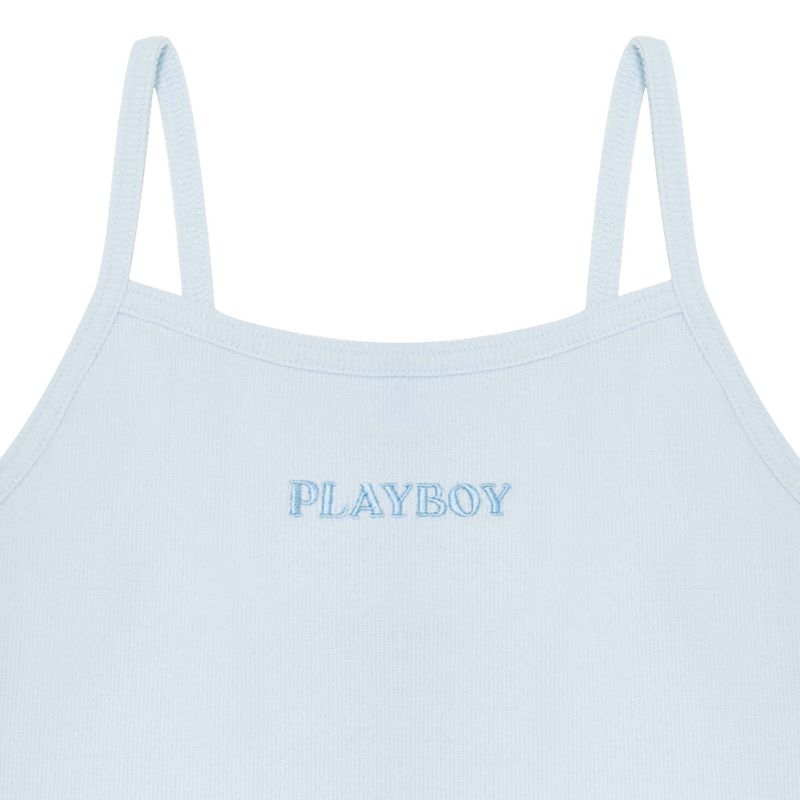 Playboy Ribbed Top Women's Tank Blue | 284631WJM