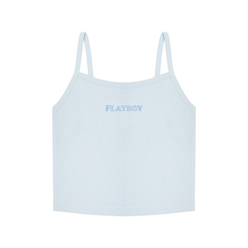 Playboy Ribbed Top Women\'s Tank Blue | 284631WJM