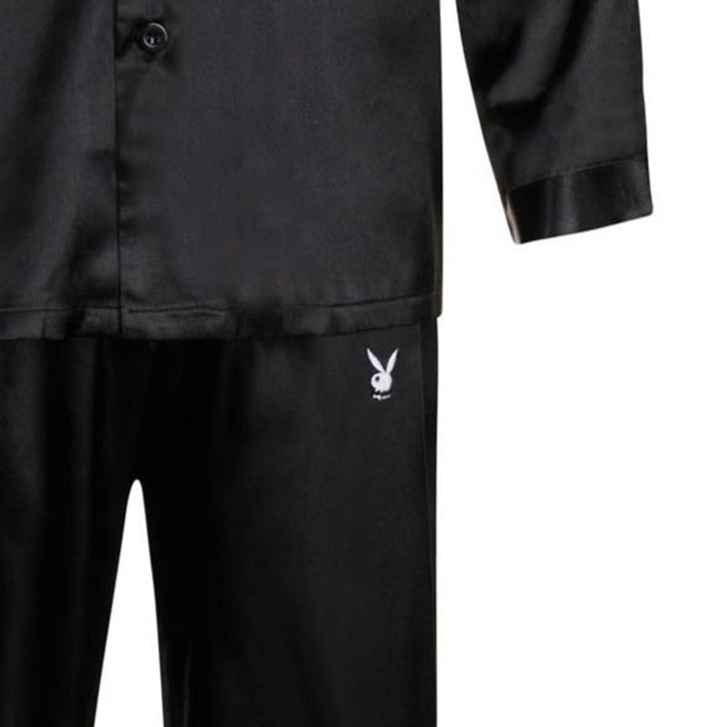 Playboy Satin Lounge Pajama Set Men's Loungewear Black | 926574AQE